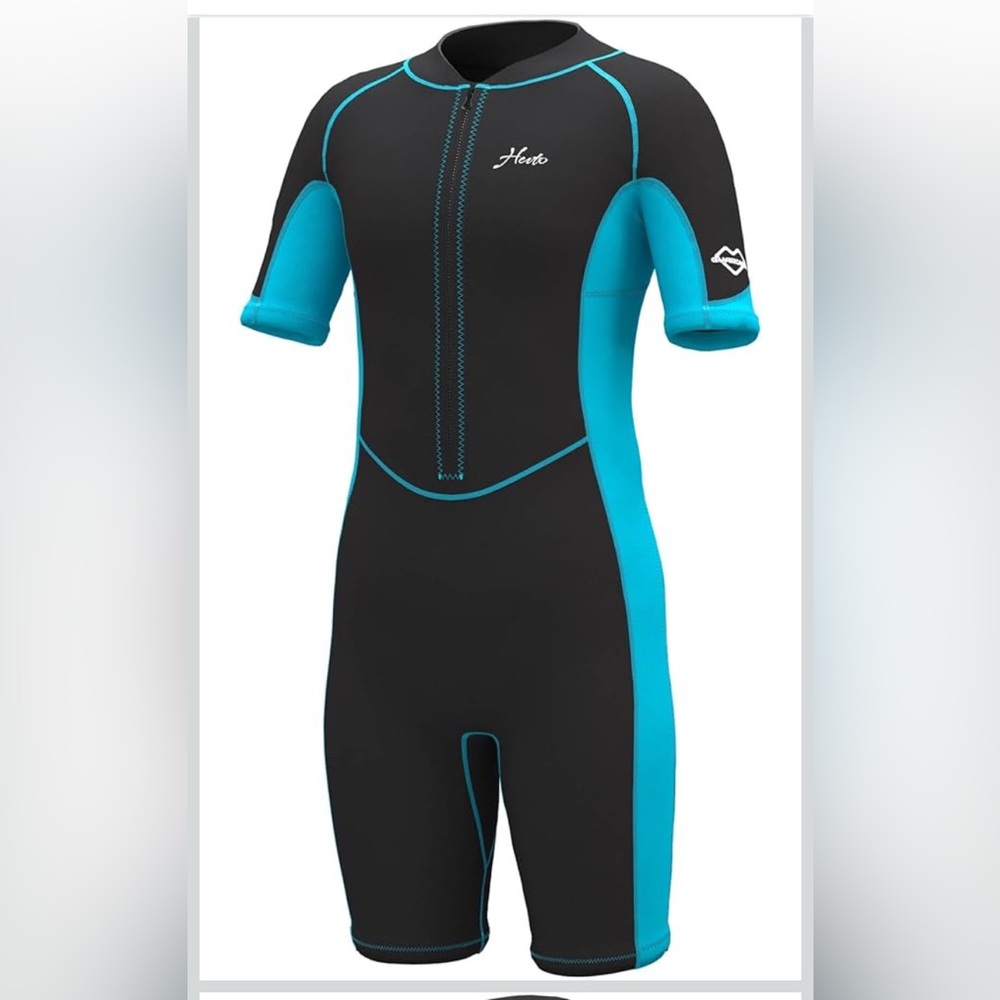 Blue and Black Rashguard Wetsuit with Contrast Stitching
